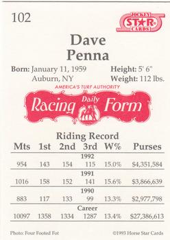 1993 Jockey Star #102 Dave Penna Back